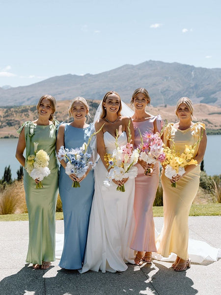 Colorful Simple Mermaid Ankle Length Bridesmaid Dresses Online, BG380 – RomanBridal