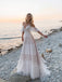 Elegant Spaghetti Straps Off the Shoulder A-line Tulle Wedding Dress Online, WD0522