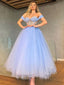 Gorgeous Off the Shoulder Sweetheart A-line Tulle Prom Dresses, OL701