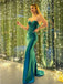 Sexy Spaghetti Straps Sweetheart Cross Back Mermaid Green Long Prom Dresses, OL702