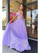Chic Sweetheart A-line Chiffon Lilac Long Prom Dresses with Bubble Sleeves, OL703