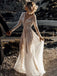 Sparkly Illusion V-neck Long Sleeves A-line Wedding Dress Online, WD0524