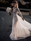 Sparkly Illusion V-neck Long Sleeves A-line Wedding Dress Online, WD0524