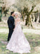 Gorgeous A-line Flowers Wedding Dress with Trailing, WD0529