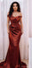 Unique Burgundy Off-Shoulder Mermaid Long Prom Dress Ideas, Evening Party Dresses, OLP1597
