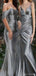 Simple Gray Mismatched Sleeveless Mermaid Long Bridesmaid Dresses Online, BG884