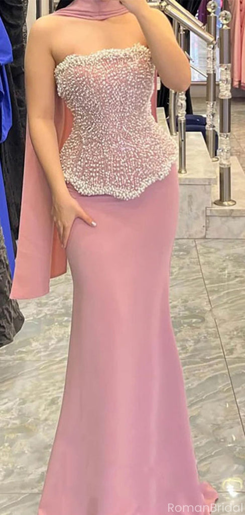 Elegant Pink Sweetheart Mermaid Long Prom Dress Ideas, Evening Party Dresses, OLP1636