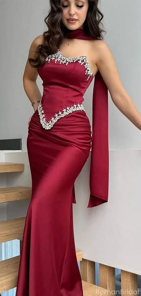 Elegant Burgundy Sweetheart Mermaid Long Prom Dress Ideas, Evening Party Dresses, OLP1608