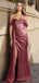 Elegant Pink Off-Shoulder Mermaid Side Slit Long Prom Dress Ideas, Evening Party Dresses ,OLP1175