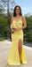 Classy Yellow Strapless Prom Gown with Sweetheart Neckline and Side Slit Mermaid Style,OLP1751
