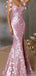 Sparkly Pink Spaghetti Strap Mermaid Long Prom Dress Ideas, Evening Party Dresses, OLP1545