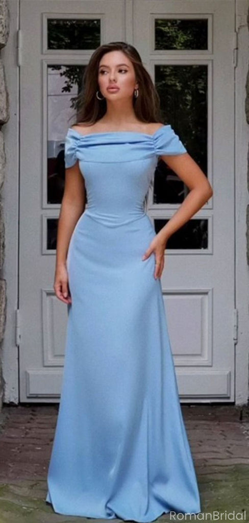 Elegant Blue Off-Shoulder Mermaid Long Prom Dress Ideas, Evening Party Dresses, OLP1457