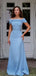 Elegant Blue Off-Shoulder Mermaid Long Prom Dress Ideas, Evening Party Dresses, OLP1457