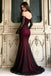 Modern Elegant Burgundy Mermaid Prom Dress Off-Shoulder Long Sleeve Formal Gown,OLP2275