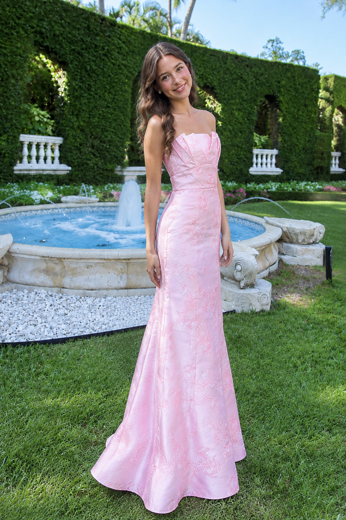 Pretty Pink Sweetheart Strapless Mermaid Long Prom Dress Satin Pleated Modern,OLP2430