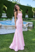 Pretty Pink Sweetheart Strapless Mermaid Long Prom Dress Satin Pleated Modern,OLP2430