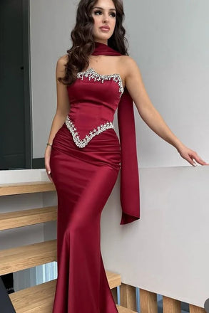 Elegant Burgundy Sweetheart Mermaid Long Prom Dress Ideas, Evening Party Dresses, OLP1608