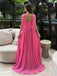 Modern Hot Pink Corset Prom Dress Strapless Sweetheart Long Chiffon Gown,OLP2386