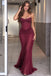 Sexy Burgundy Strapless Beaded Corset Mermaid Prom Dress,OLP2449