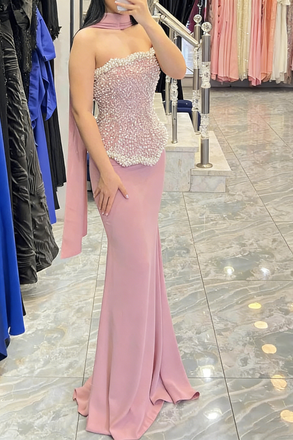Elegant Pink Sweetheart Mermaid Long Prom Dress Ideas, Evening Party Dresses, OLP1636