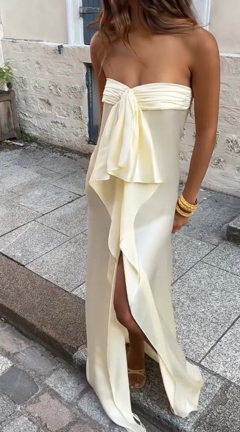 Elegant White Sweetheart Side Slit Long Prom Dress Ideas, Evening Party Dresses, OLP1570