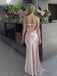 Elegant Pink Strapless Satin Prom Gown Sleeveless Floor Length Mermaid Formal Dress,OLP1872