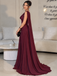 Stunning Burgundy Chiffon Cowl Neck Sleeveless A-Line Long Prom Dress,OLP254