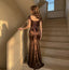 Elegant Brown Satin Mermaid Evening Gown Sweetheart Neck Floor Length Prom Dress,OLP2315