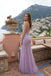 Elegant Lavender Mermaid Prom Dress with Unique Hand-Beaded V-Neck Design,OLP2297