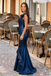Classy Royal Blue One Shoulder Mermaid Prom Dress with Ruched Satin Bodice,OLP2243