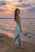 Sexy Blue Sequin Halter Bodycon Gown Stunning Slit Prom Dress,OLP2343