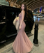 Stunning Pink Beaded Mermaid Prom Dress Modern Scoop Neck Floor Length Gown,OLP2285