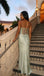 Modern Sage Green Satin Column Gown Elegant Floral Strapless Floor Prom Dress,OLP2307