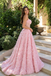 Pink 3D Floral Rose Sweetheart Corset A Line Long Prom Dress Ball Gown Unique,OLP2241