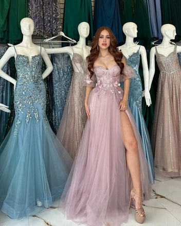 Sexy Pink Off-Shoulder Sleeveless Lace A-Line Long Prom Dress Ideas, Evening Party Dresses , OLP1210