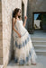Strapless Ivory Tiered Prom Dress Modern Lace Applique Floor Length Formal Gown,OLP2319