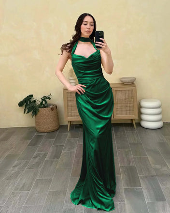 Sexy Red High Neck Mermaid Long Prom Dress Ideas, Evening Party Dresses, OLP1421