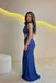Modern Royal Blue Satin Mermaid Gown Unique Corset Bodice Prom Dress,OLP2332
