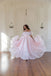 Elegant Off-the-Shoulder Organza Prom Dress Pink A-Line Formal Gown,OLP1785