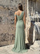 Sexy Sage Green One-Shoulder Slit Chiffon Modern Prom Dress,OLP2346