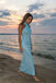 Sexy Blue Sequin Halter Bodycon Gown Stunning Slit Prom Dress,OLP2343