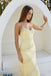 Sexy Pale Yellow Beaded V-Neck Sleeveless Chiffon Long Prom Dress Fancy Tiered,OLP2366