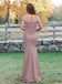 Elegant Pink V-Neck Short sleeves Mermaid Long Bridesmaid Dresses Online , BG875