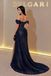 Sexy Navy Off-Shoulder Glitter Mermaid Prom Dress High Slit,OLP2463