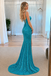 Sexy Sequins High Slit Turquoise Teal Long Prom Dress,OLP2474