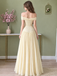 Modern Light Yellow Off-the-Shoulder Sleeveless Chiffon Prom Dress,OLP2434
