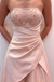 Fancy Pink Tulle Evening Gown Sweetheart Strapless Long Prom Dress Beaded,OLP2354