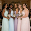 Elegant V-Neck Chiffon Bridesmaid Dresses Long A-Line Pleated Party Gowns,BG949