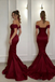Sexy Burgundy Off-Shoulder Mermaid Long Prom Dress Ideas, Evening Party Dresses, OLP1683