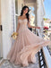 Pretty Pink Off Shoulder Beaded Prom Dress Floor Length Mermaid Gown,OLP2408
